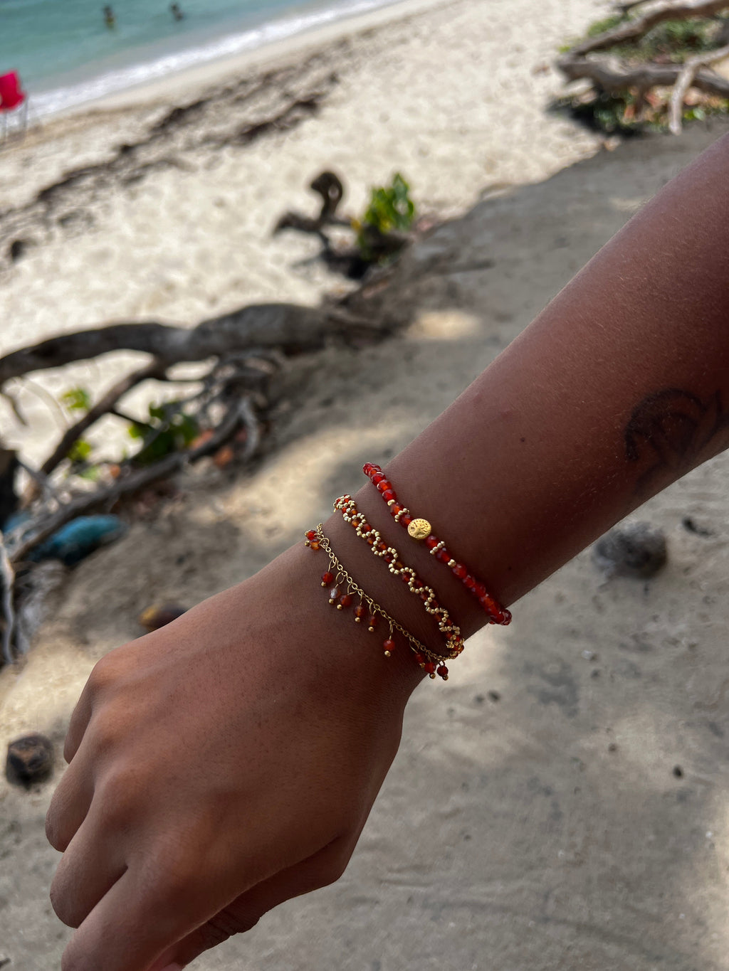 Cornaline, set de 3 bracelets