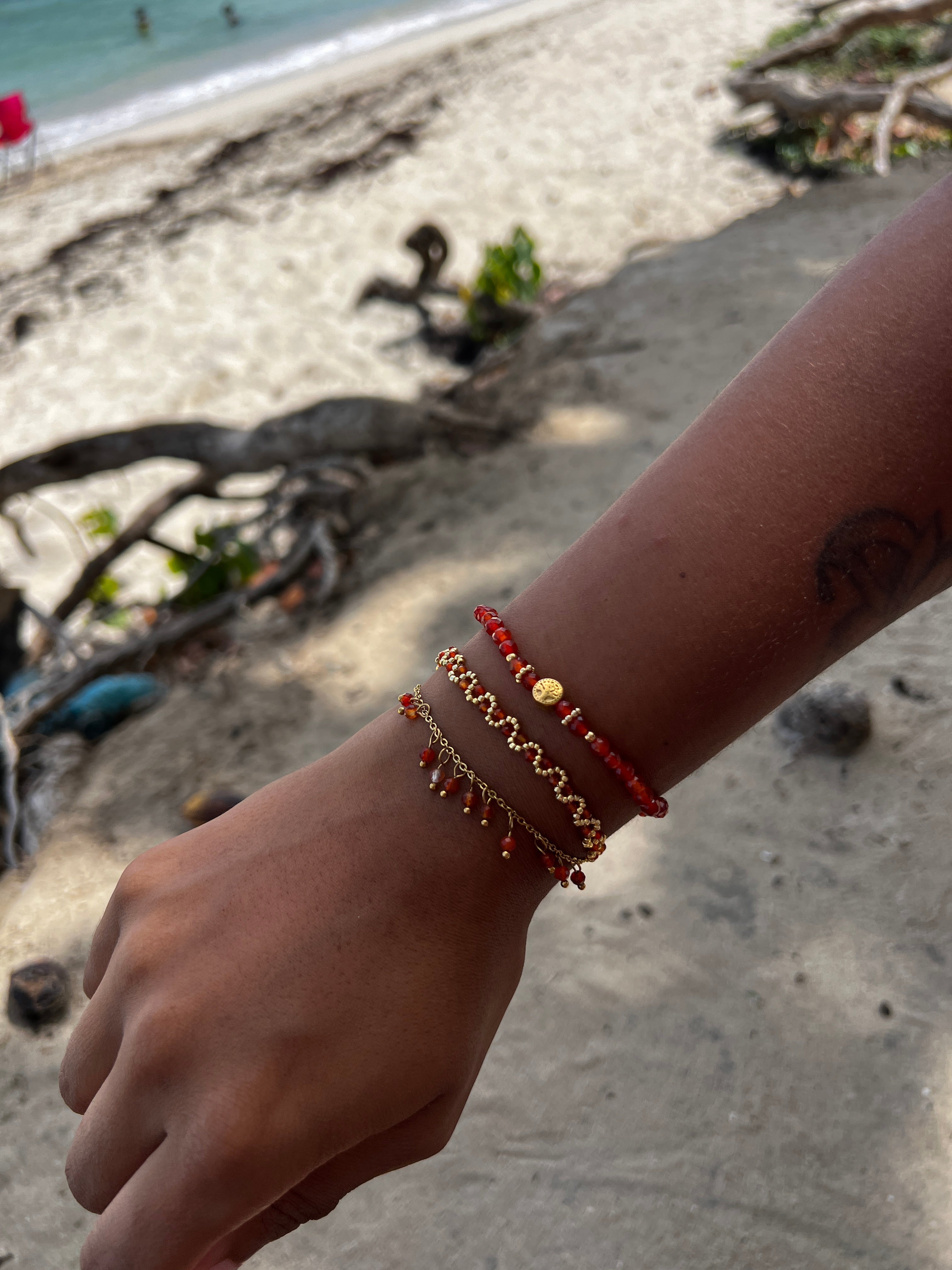 Cornaline, set de 3 bracelets