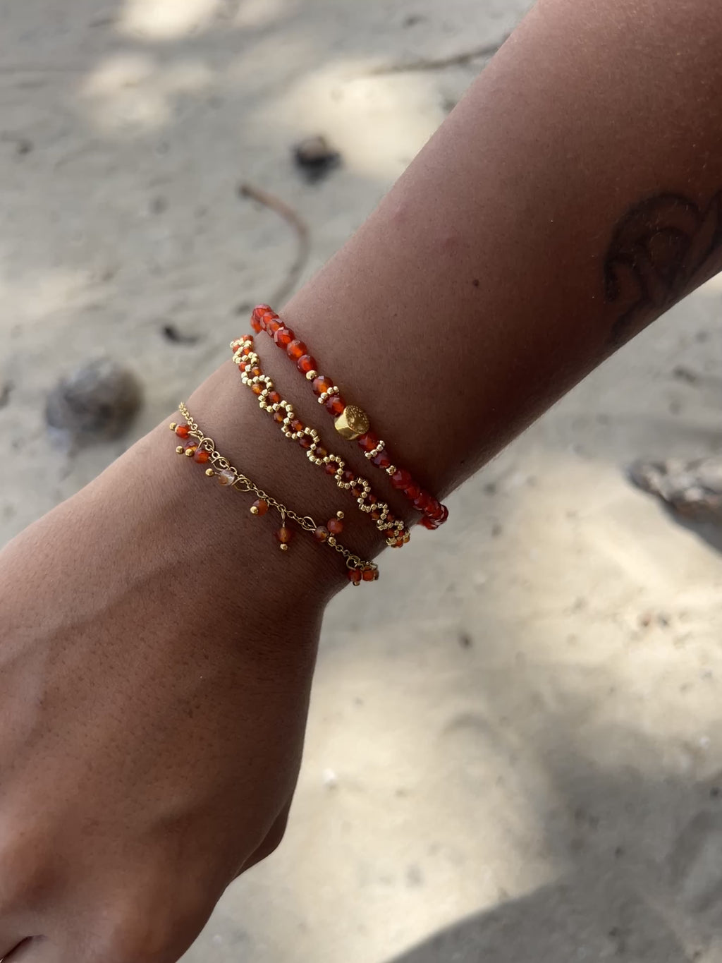 Cornaline, set de 3 bracelets